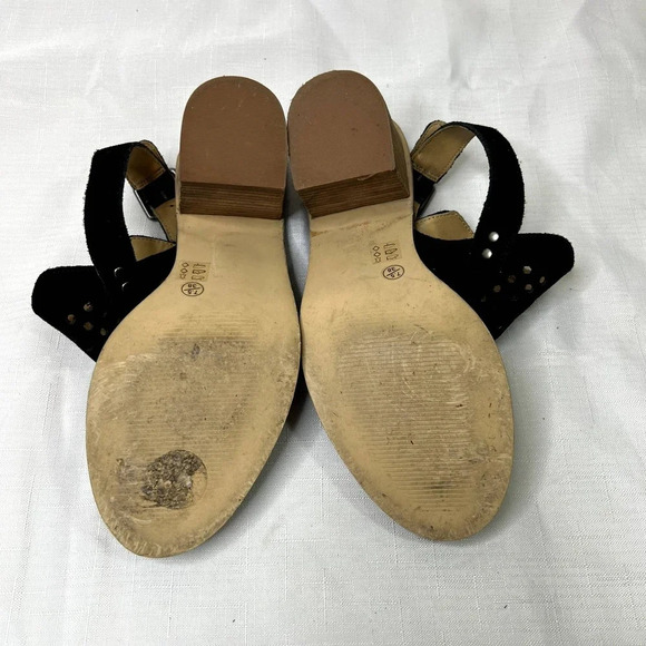 Chinese Laundry Peep Toe Perforated‎ Black Suede Block Heel Pump Size 7.5 - Picture 5 of 10